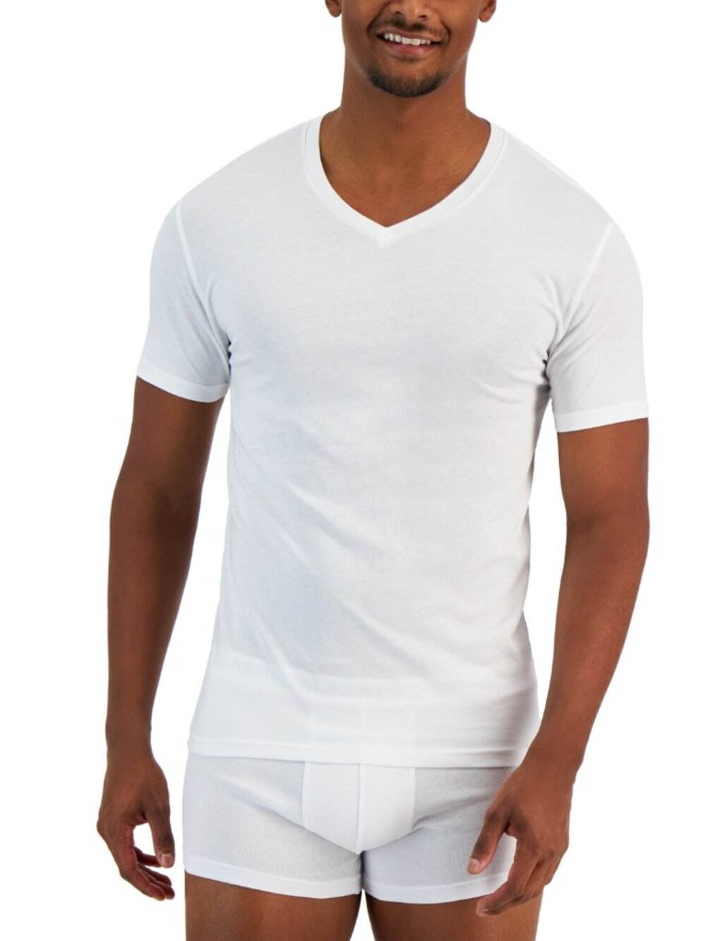 Alfani Men’s 4-Pack Slim V-Neck Cotton Undershirts White Size XXL